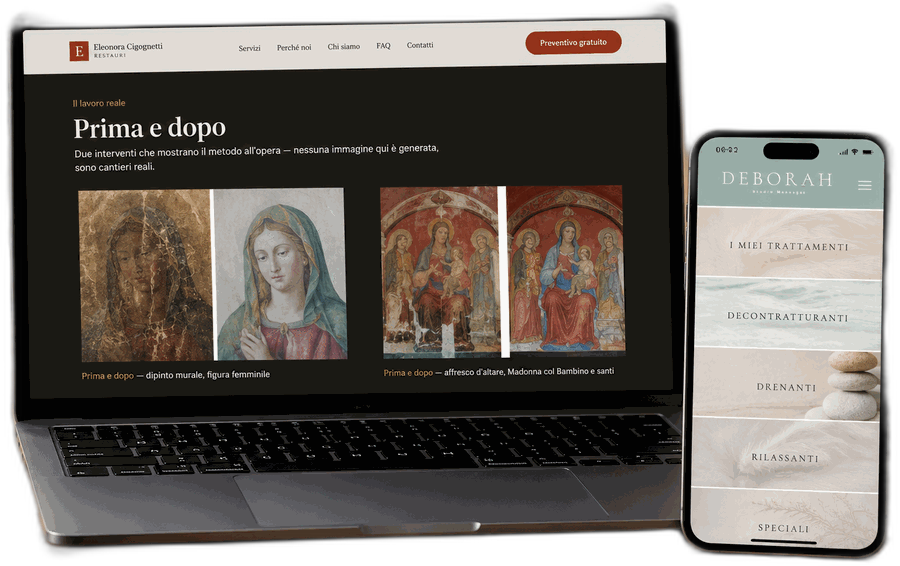 I siti realizzati da Pietro su computer e smartphone