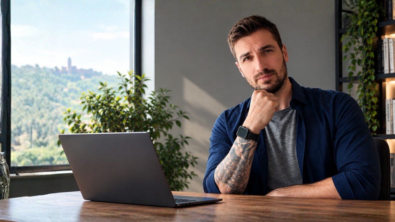 Pietro Baroni mentre presenta un sito web